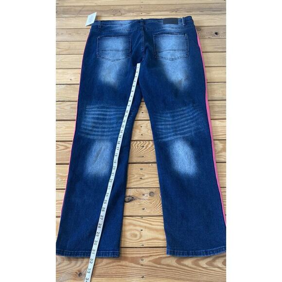 NWT $52 Parish Nation Side Stripe Distressed Jeans Size 42 Women’s Blue - Picture 8 of 9